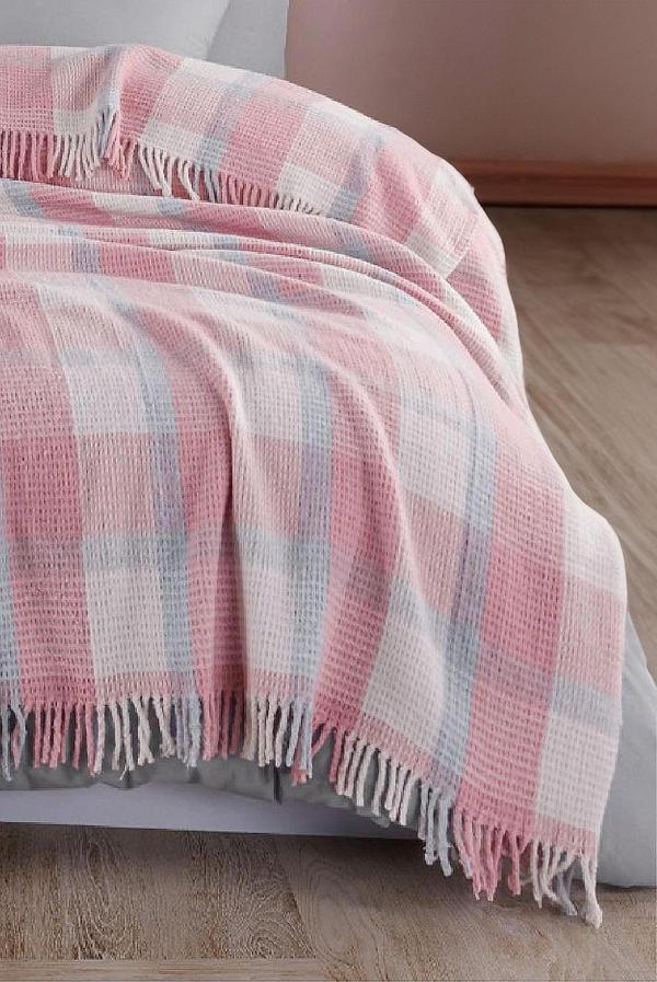 Battaniye Pamuklu Tek Kişilik Warm Soft Pudra - Image 1