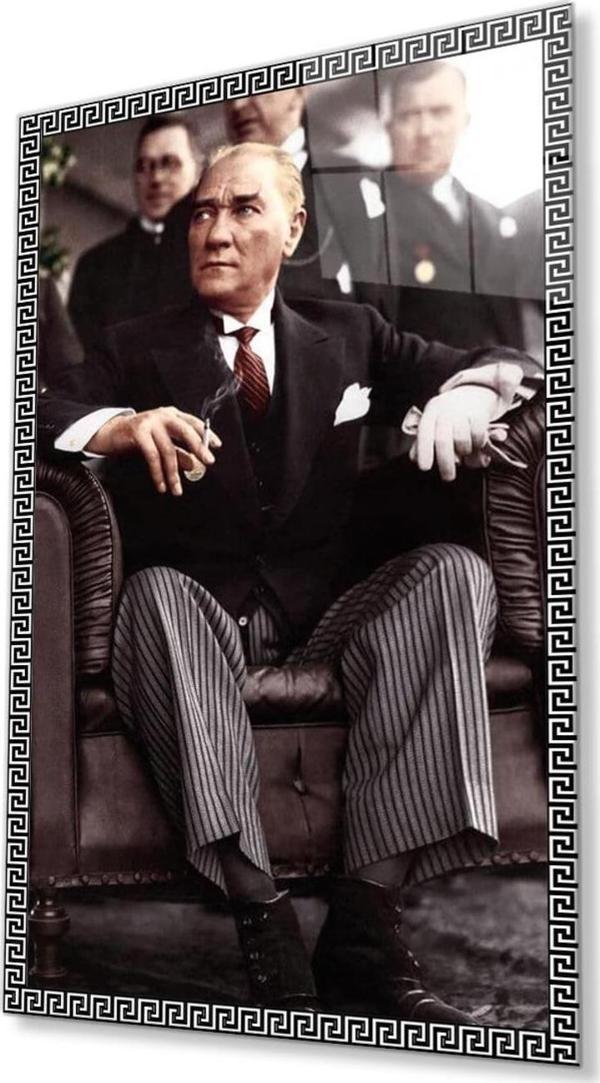 İdealizbiz Atatürk Cam Tablo 4Mm Dayanıklı Temperli Cam, Atatürk Glass Wall Art - Image 1