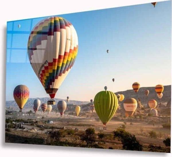 İdealizbiz Uçan Balonlar Cam Tablo 4Mm Dayanıklı Temperli Cam - Image 1