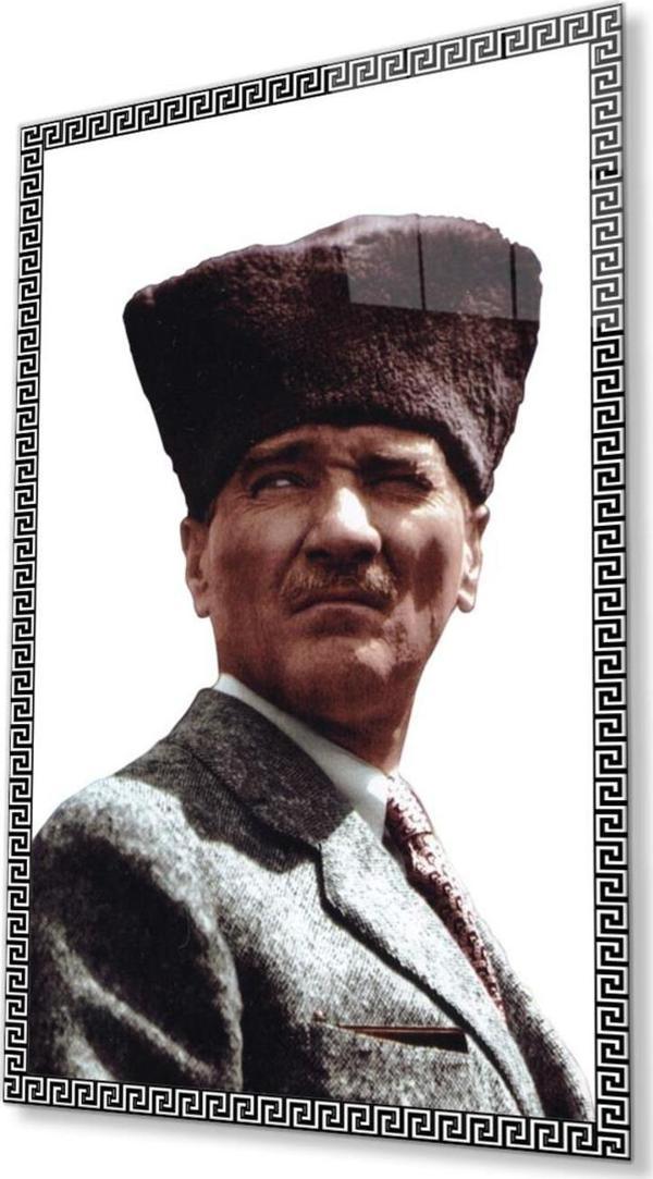 İdealizbiz Atatürk Cam Tablo 4Mm Dayanıklı Temperli Cam, Atatürk Glass Wall Art - Image 1