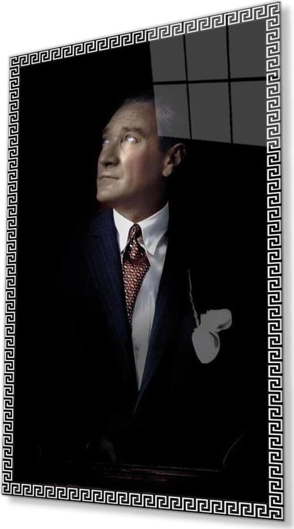 İdealizbiz Atatürk Cam Tablo 4Mm Dayanıklı Temperli Cam, Atatürk Glass Wall Art - Image 1