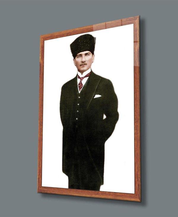 İdealizbiz Atatürk Cam Tablo 4Mm Dayanıklı Temperli Cam, Atatürk Glass Wall Art - Image 1