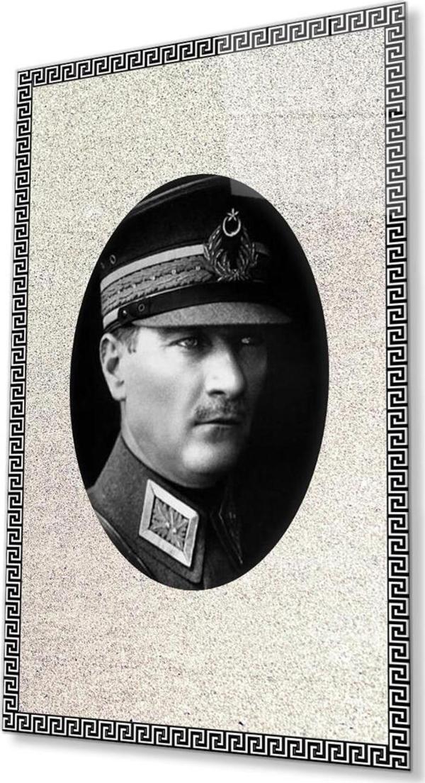 İdealizbiz Çerçeveli Atatürk Cam Tablo 4Mm Dayanıklı Temperli Cam, Framed Atatürk Glass Wall Art - Image 1