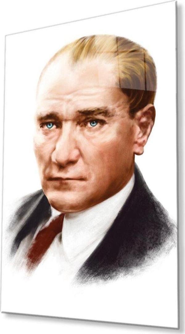 İdealizbiz Atatürk Cam Tablo 4Mm Dayanıklı Temperli Cam, Atatürk Glass Wall Art - Image 1
