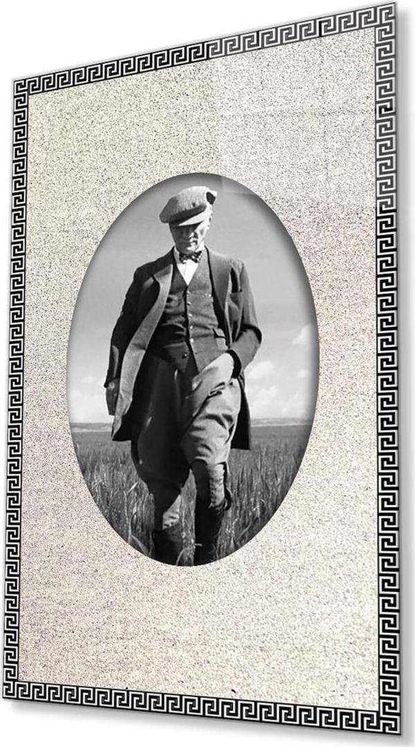 İdealizbiz Çerçeveli Atatürk Cam Tablo 4Mm Dayanıklı Temperli Cam, Framed Atatürk Glass Wall Art - Image 1