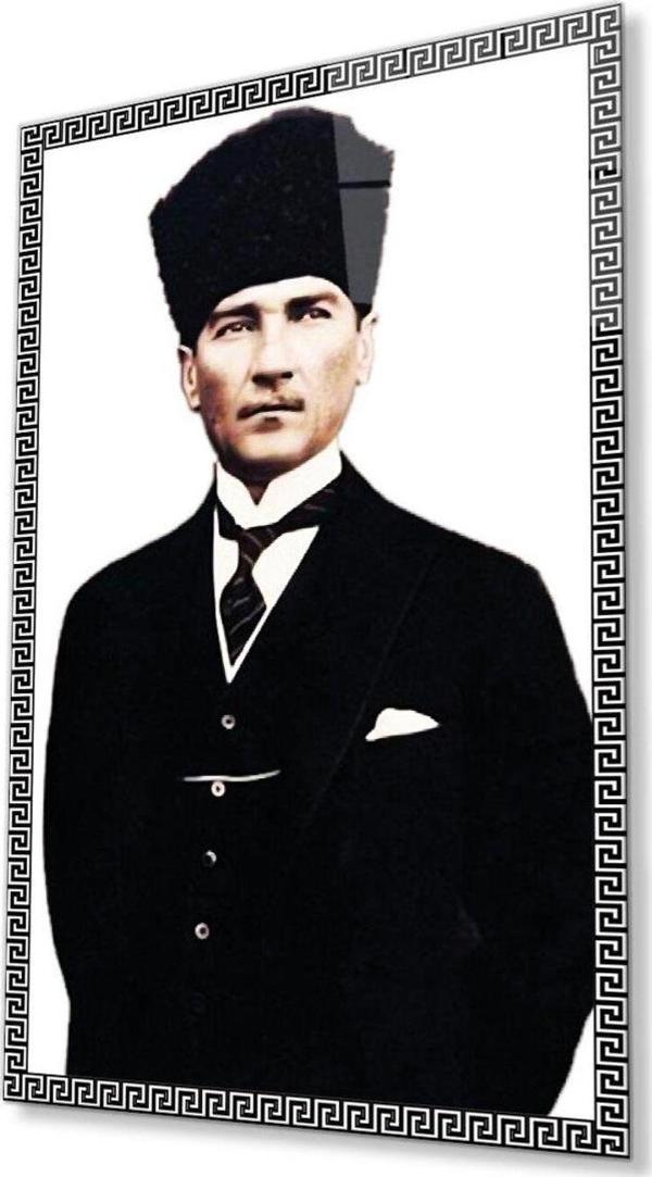 İdealizbiz Atatürk Cam Tablo 4Mm Dayanıklı Temperli Cam, Atatürk Glass Wall Art - Image 1