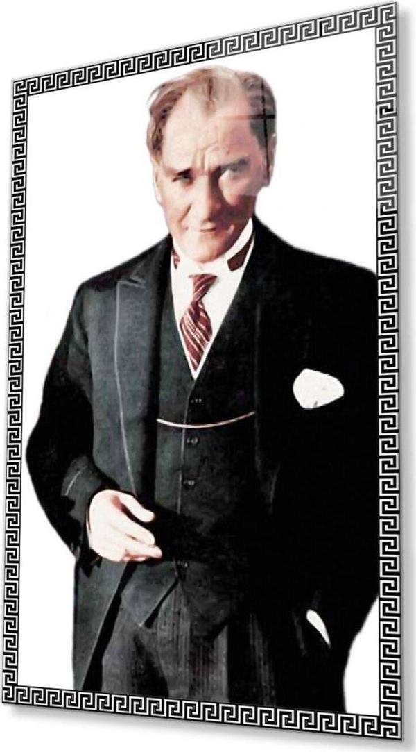 İdealizbiz Atatürk Cam Tablo 4Mm Dayanıklı Temperli Cam, Atatürk Glass Wall Art - Image 1