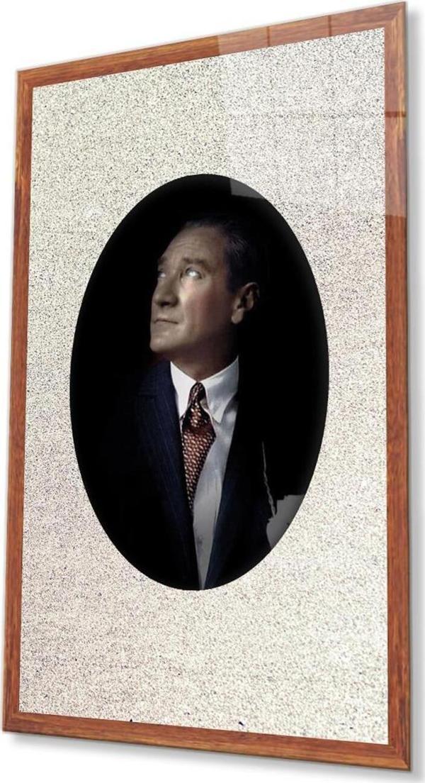 İdealizbiz Çerçeveli Atatürk Cam Tablo 4Mm Dayanıklı Temperli Cam, Framed Atatürk Glass Wall Art - Image 1