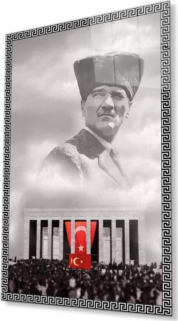 İdealizbiz Atatürk Cam Tablo 4Mm Dayanıklı Temperli Cam, Atatürk Glass Wall Art - Image 1