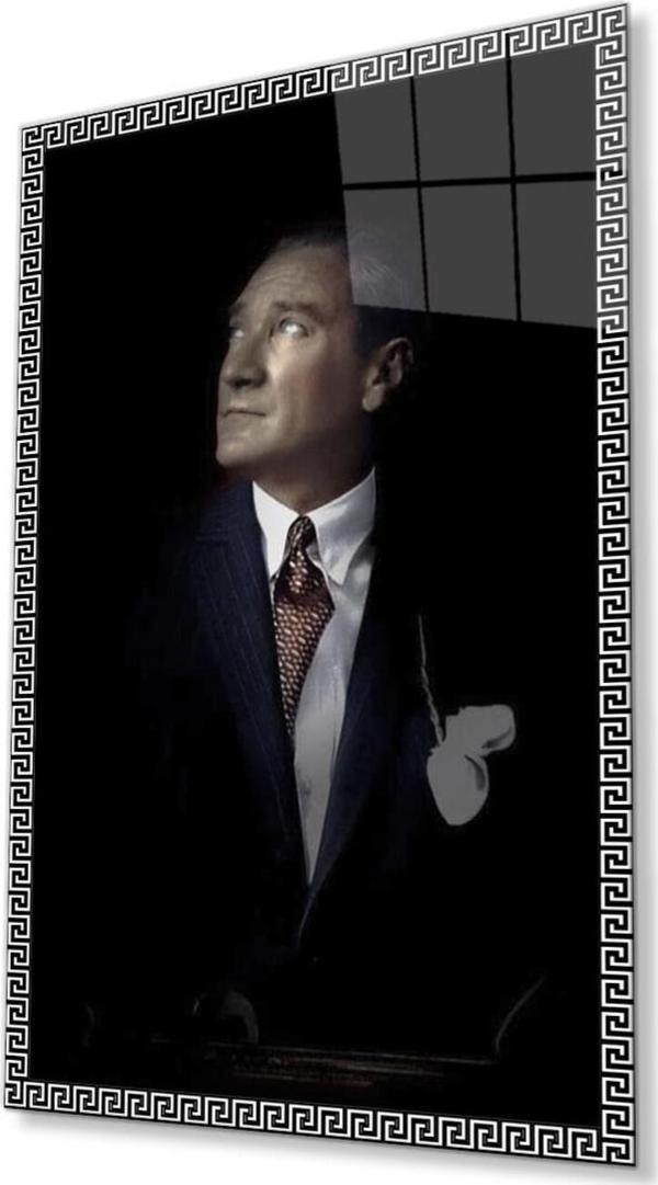 İdealizbiz Atatürk Cam Tablo 4Mm Dayanıklı Temperli Cam, Atatürk Glass Wall Art - Image 1