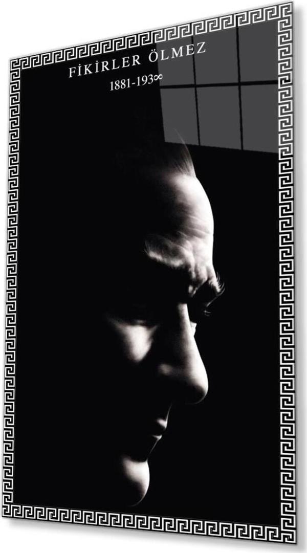 İdealizbiz Atatürk Cam Tablo 4Mm Dayanıklı Temperli Cam, Atatürk Glass Wall Art - Image 1