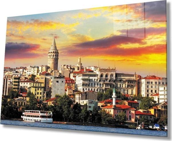 İdealizbiz Istanbul Galata Kulesi Manzara 4Mm Dayanıklı Cam Tablo Temperli Cam - Image 1