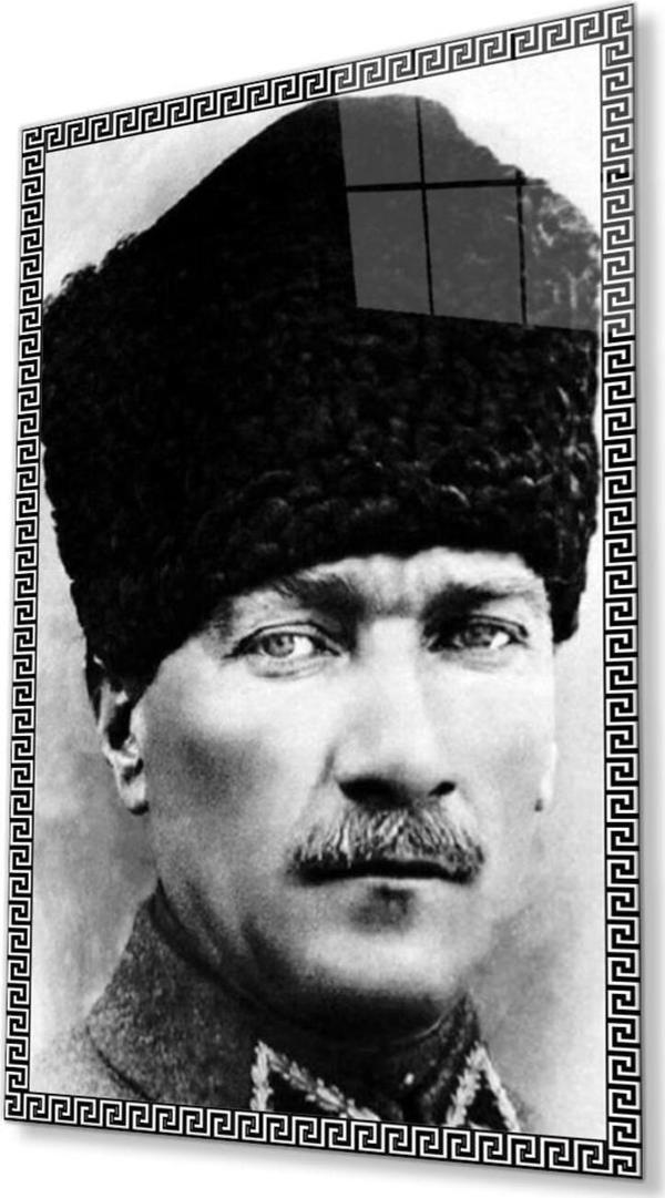 İdealizbiz Atatürk Cam Tablo 4Mm Dayanıklı Temperli Cam, Atatürk Glass Wall Art - Image 1