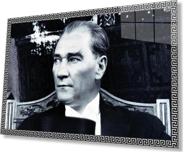 İdealizbiz Atatürk Cam Tablo 4Mm Dayanıklı Temperli Cam, Atatürk Glass Wall Art - Image 1