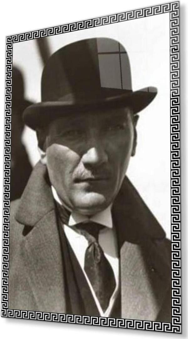 İdealizbiz Atatürk Cam Tablo 4Mm Dayanıklı Temperli Cam, Atatürk Glass Wall Art - Image 1