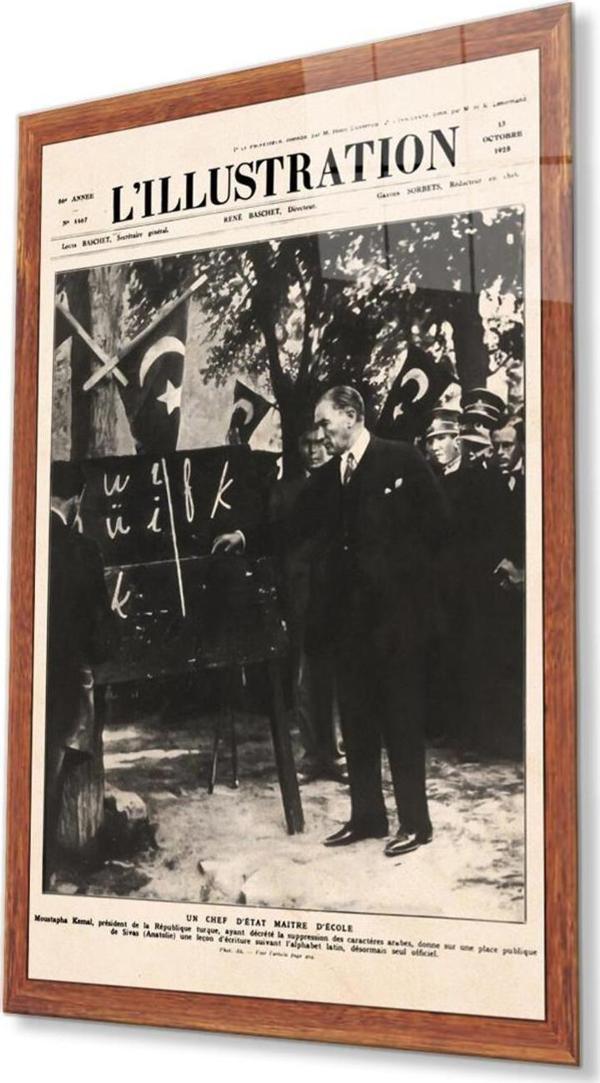 İdealizbiz Atatürk Cam Tablo 4Mm Dayanıklı Temperli Cam, Atatürk Glass Wall Art - Image 1