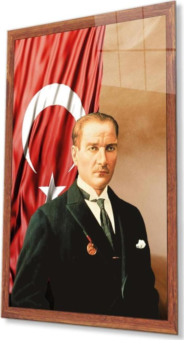 İdealizbiz Atatürk Cam Tablo 4Mm Dayanıklı Temperli Cam, Atatürk Glass Wall Art - Image 1