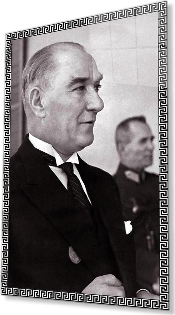 İdealizbiz Atatürk Cam Tablo 4Mm Dayanıklı Temperli Cam, Atatürk Glass Wall Art - Image 1