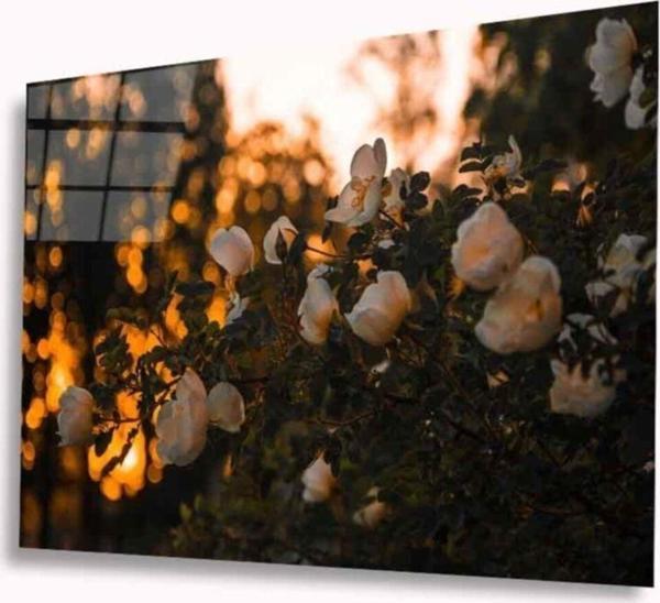 İdealizbiz Çiçek Cam Tablo 4Mm Dayanıklı Temperli Cam - Image 1