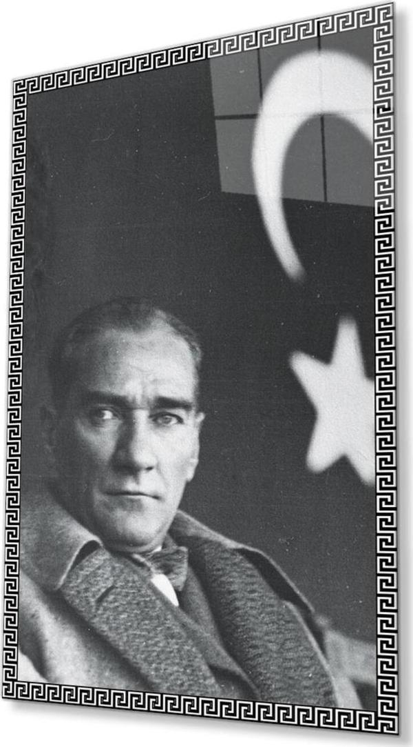 İdealizbiz Atatürk Cam Tablo 4Mm Dayanıklı Temperli Cam, Atatürk Glass Wall Art - Image 1