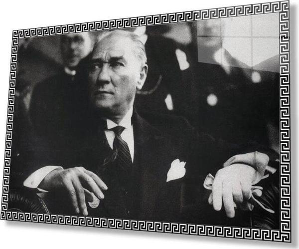 İdealizbiz Atatürk Cam Tablo 4Mm Dayanıklı Temperli Cam, Atatürk Glass Wall Art - Image 1