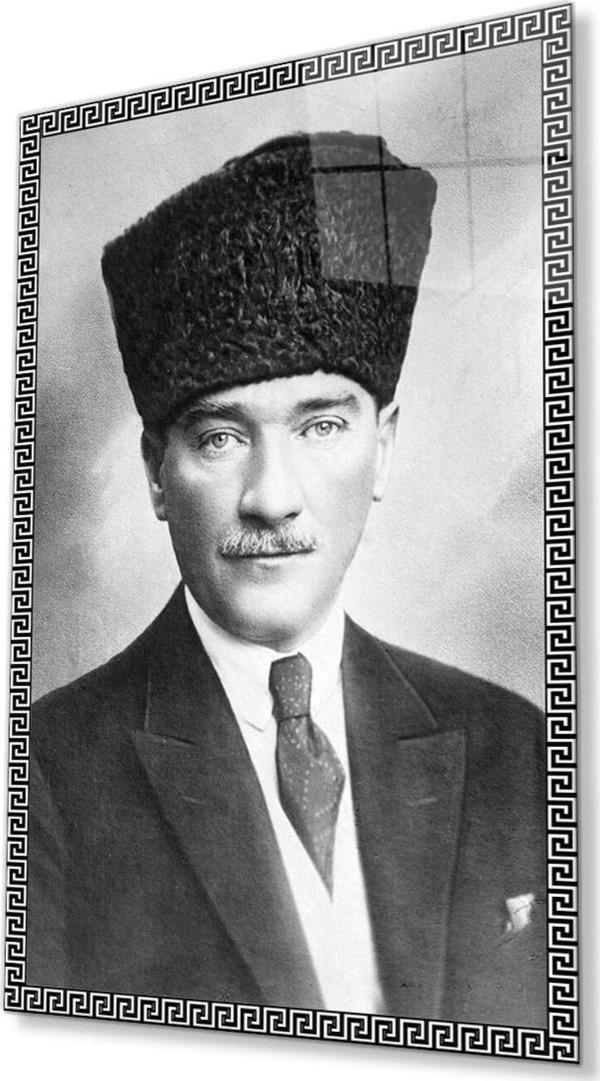 İdealizbiz Atatürk Cam Tablo 4Mm Dayanıklı Temperli Cam, Atatürk Glass Wall Art - Image 1