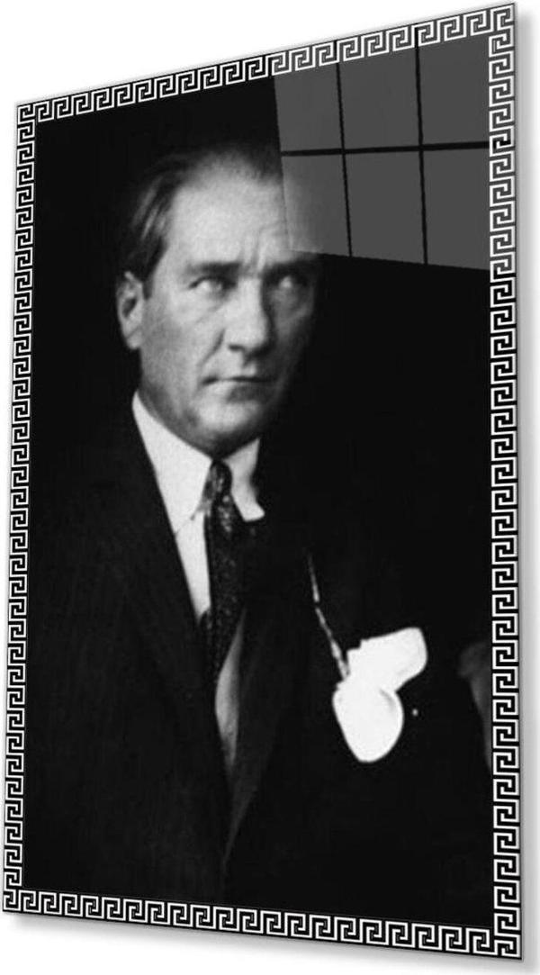 İdealizbiz Atatürk Cam Tablo 4Mm Dayanıklı Temperli Cam, Atatürk Glass Wall Art - Image 1