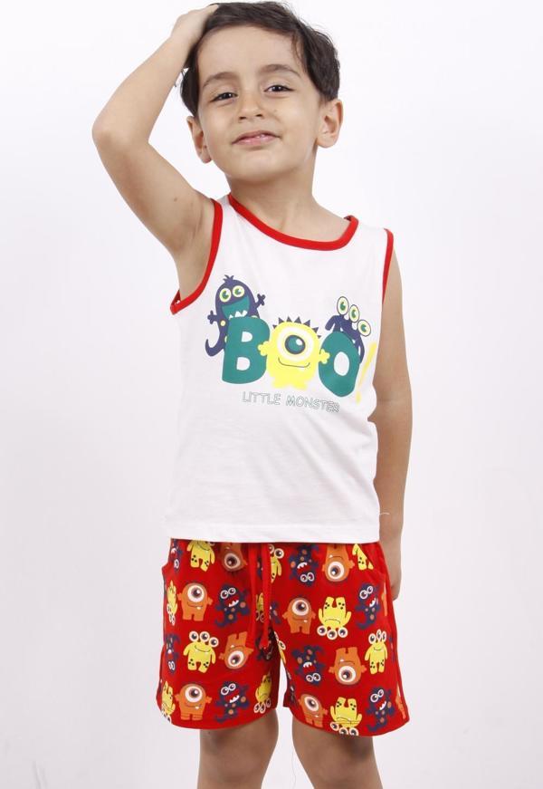 Toontoy Erkek Çocuk BOO! Baskılı Şortlu Takım - Image 1