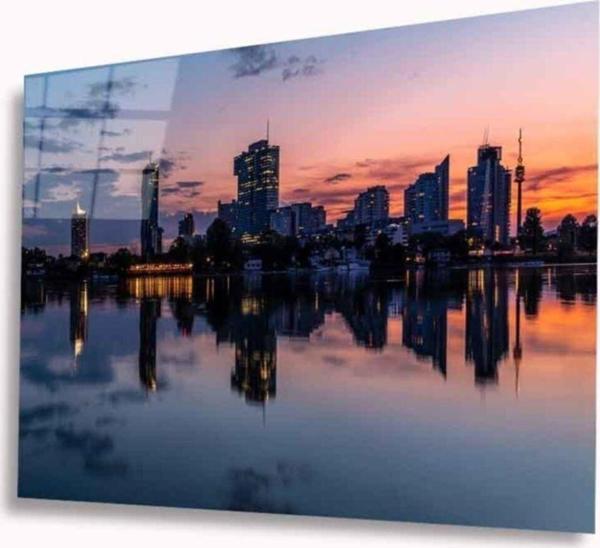 İdealizbiz Şehir Manzarası Cam Tablo 4Mm Dayanıklı Temperli Cam - Image 1