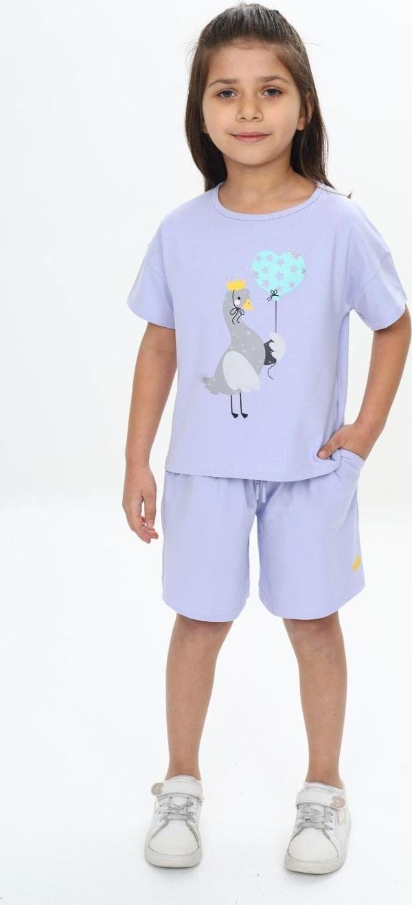Toontoy Kız Çocuk Ördek Baskılı Şortlu Takım - Image 1
