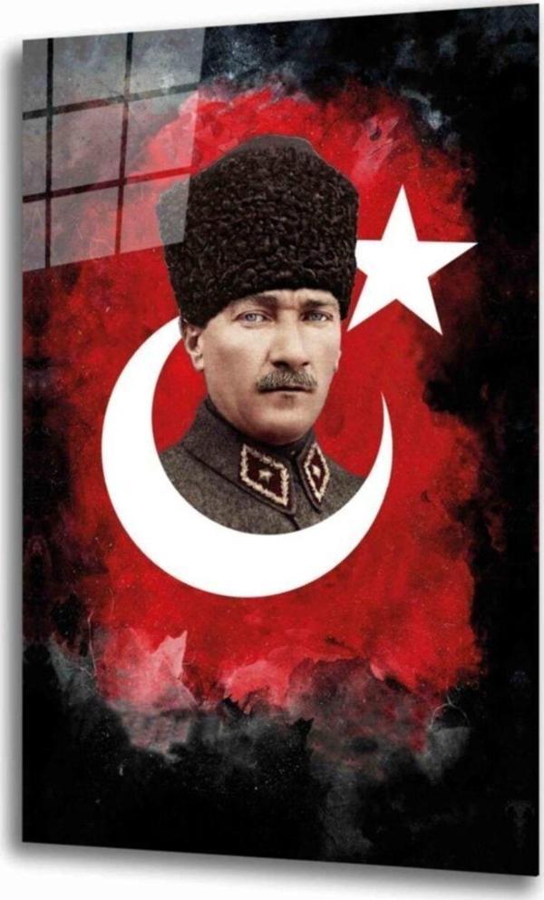 İdealizbiz Atatürk Cam Tablo Dayanıklı Temperli Cam 4 Mm - Image 1