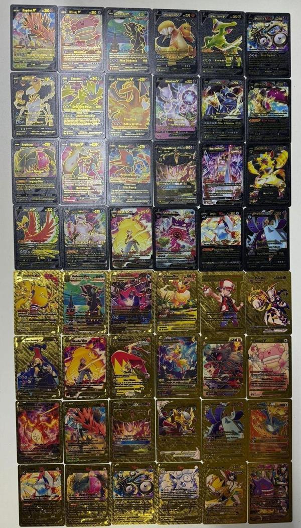 Pokemon  Gold ve Black Yeni Seri Oyun Kartı 50 Adet Pokemon Kart - Image 1