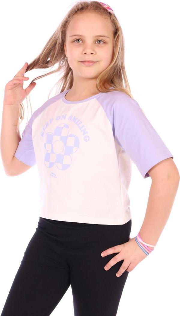 Toontoy Kız Çocuk Keep On Smiling Yazılı Papatya Baskılı Tişört - Image 1