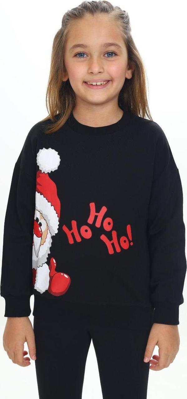 Toontoy Kız Çocuk  Kardan Adam Ho Ho Ho Baskılı Sweatshirt - Image 1