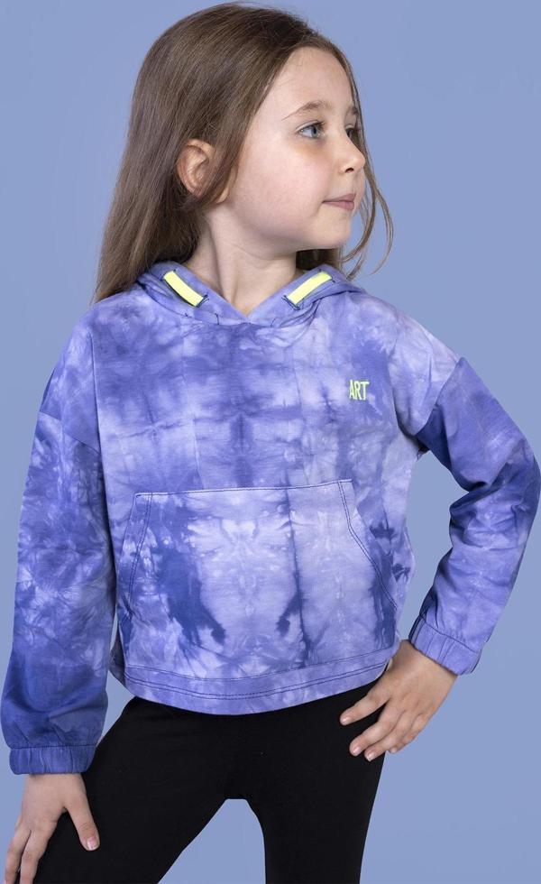 Toontoy Kız Çocuk Batik Desenli Kapüşonlu Sweatshirt - Image 1