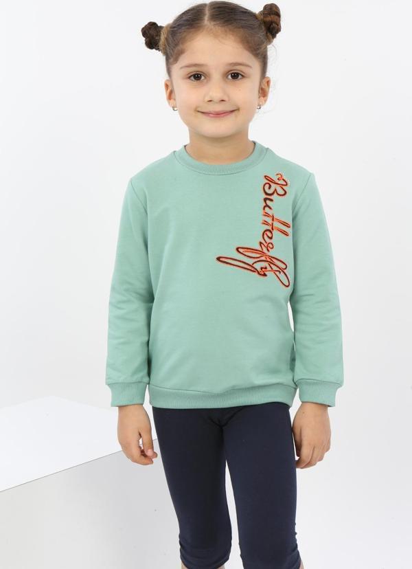 Toontoy Kız Çocuk Butterfly Nakışlı Sweatshirt - Image 1