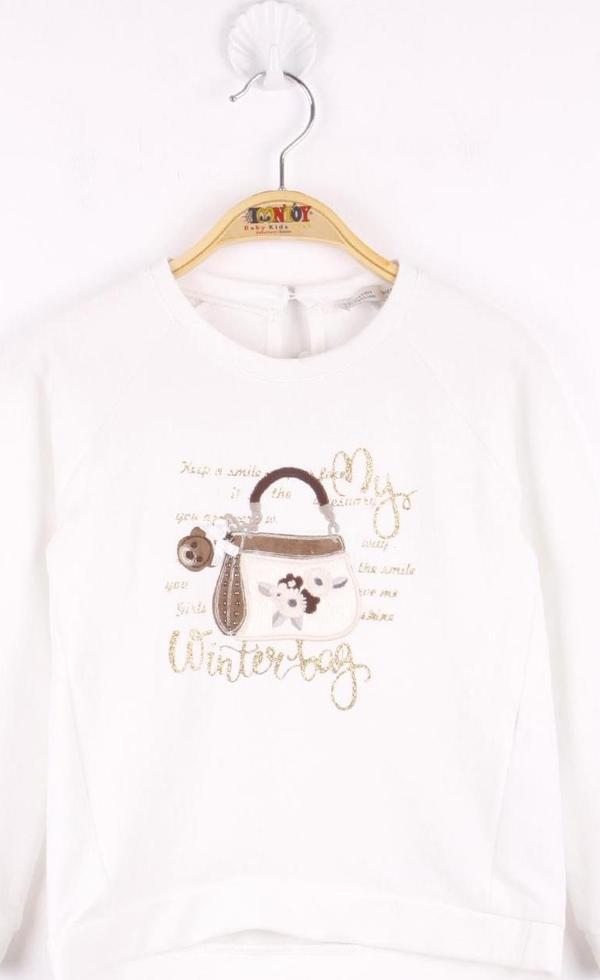 Toontoy Kız Çocuk Çanta Nakışlı Sweatshirt - Image 1