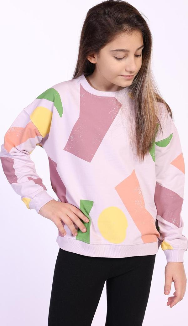 Toontoy Kız Çocuk Geometrik Desen Baskılı Sweatshirt - Image 1