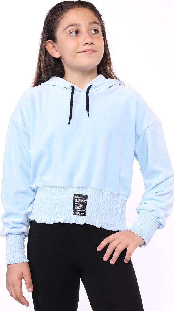 Toontoy Kız Çocuk Kapüşonlu Kadife Sweatshirt - Image 1