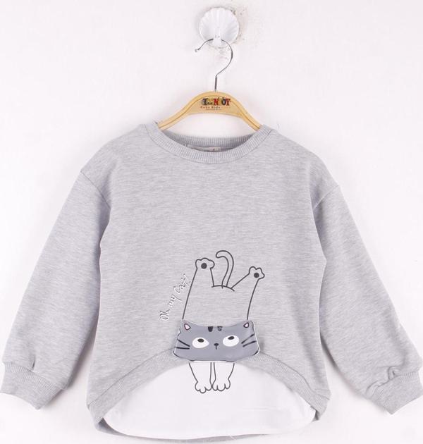 Toontoy Kız Çocuk Kedi Baskılı Sweatshirt - Image 1