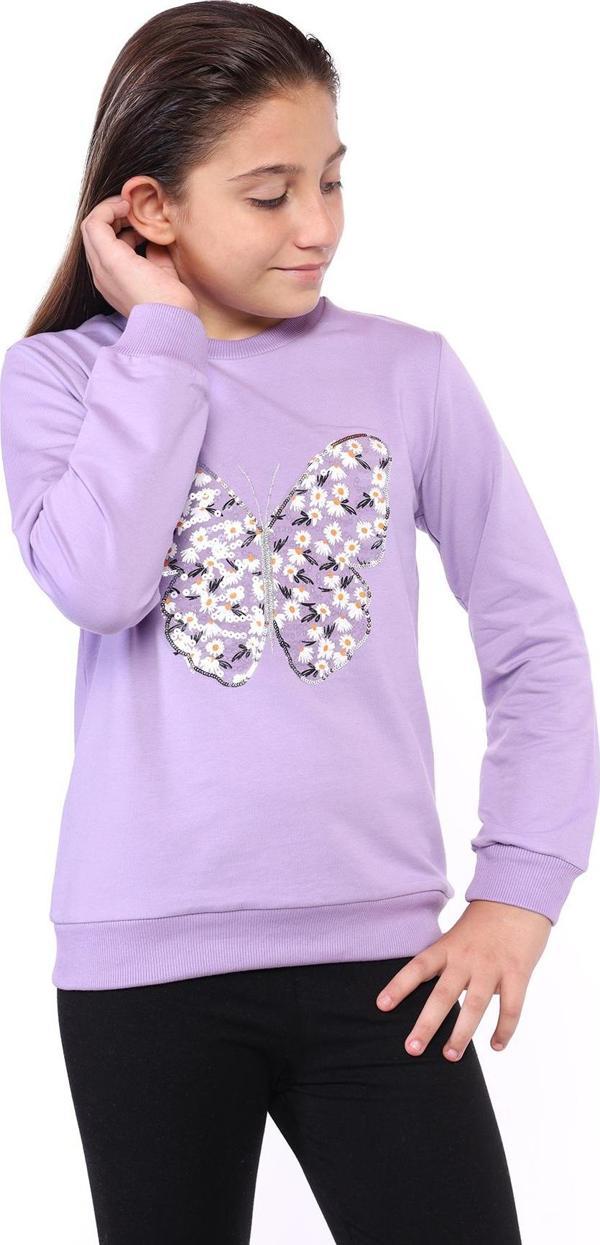 Toontoy Kız Çocuk Kelebek İşlemeli Sweatshirt - Image 1