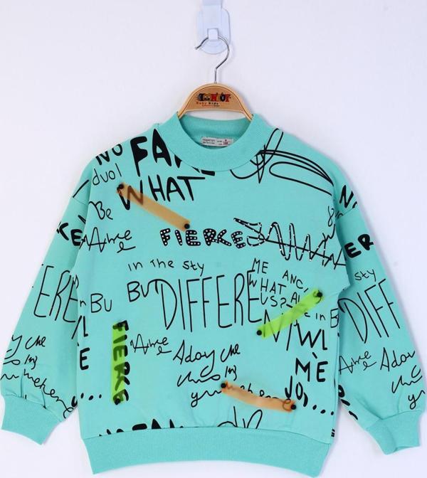 Toontoy Kız Çocuk Neon Şerit Detaylı Baskılı Sweatshirt  - Image 1