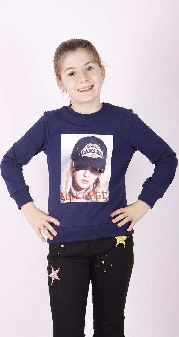 Toontoy Kız Çocuk Şapkası 3D Baskılı Sweatshirt - Image 1