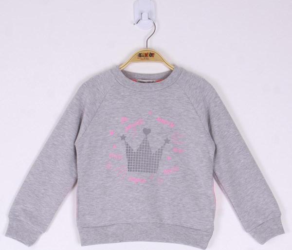 Toontoy Kız Çocuk Taç Baskılı Sweatshirt  - Image 1
