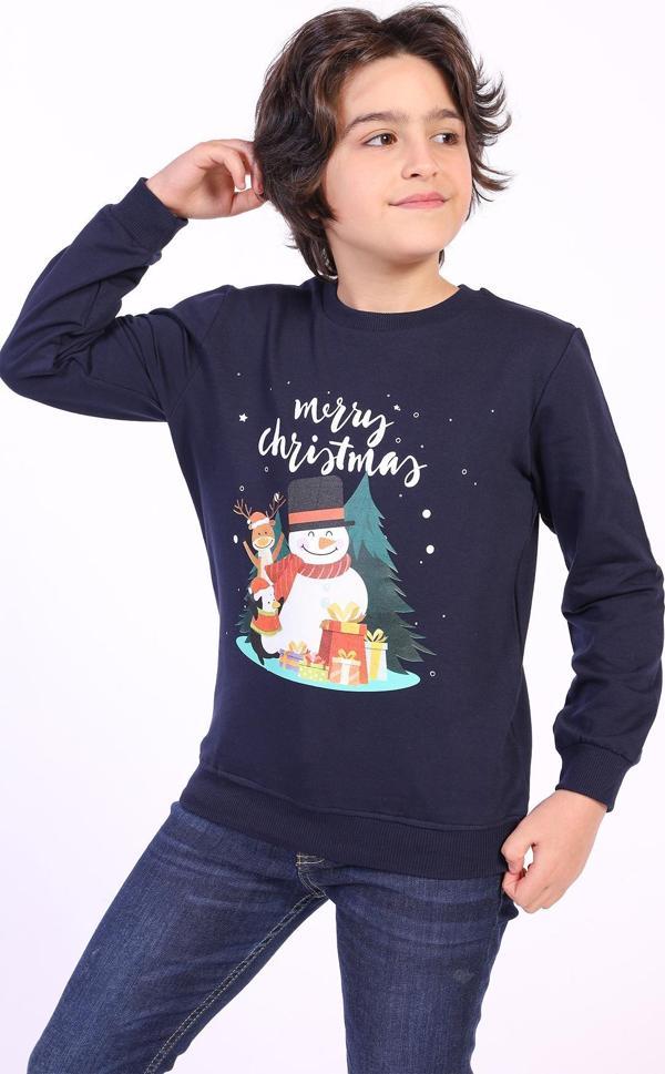 Toontoy Unısex Çocuk Merry Chrıstmas Baskılı Sweatshirt - Image 1