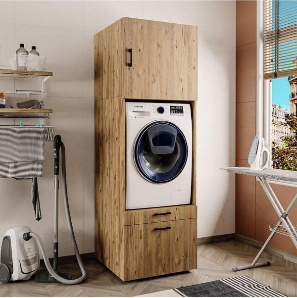 Roomart 2 Çekmeceli Çamaşır Ve Kurutma Makinesi Dolabı + Üst Dolap, Banyo Dolabı 205 Cm - Image 1