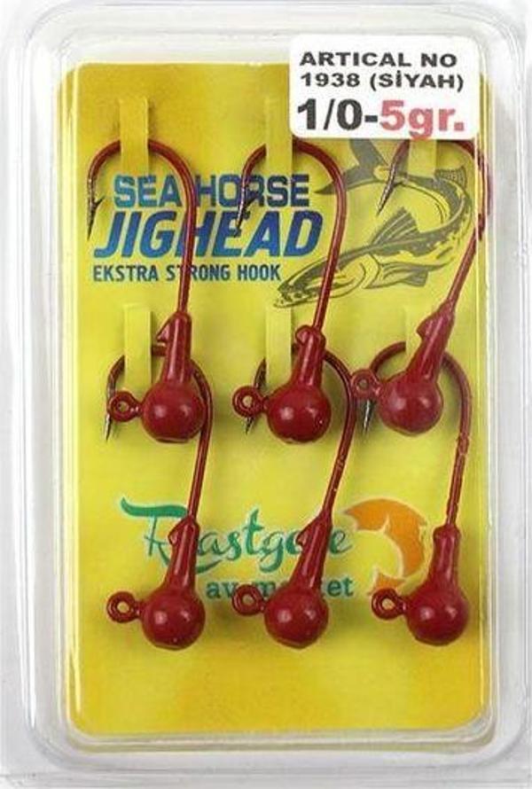Sea Horse Jighead 1/0 5 Gr 1938 Bln Kırmızı 6 Pcs - Image 1