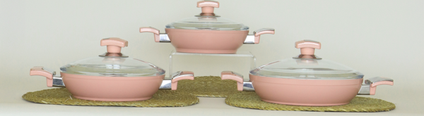 Bonera 6 Parça Seramik Omlet Set Pembe - Image 1