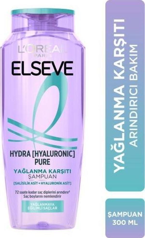 L'Oréal Paris Elseve Hydra [Hyaluronic] Pure Salisilik Asit İçeren Yağlanma Karşıtı Arındırıcı Şampuan 300ml - Image 1