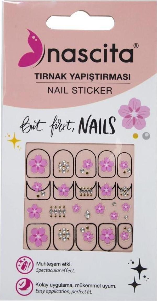 Nascita Işıltılı Çiçek Desenli Tırnak Stickerı - 34 - Image 1